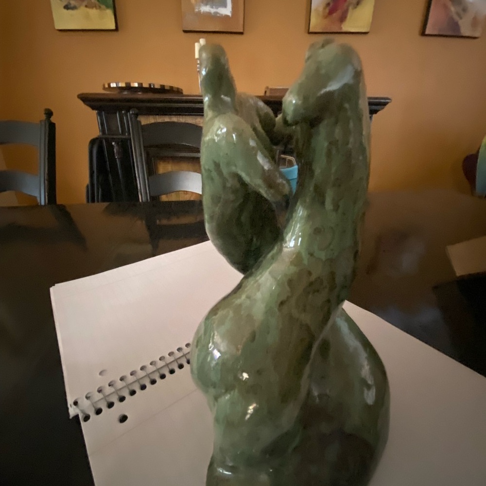 Stylized Green Cat Sculpture in Contemporary Art